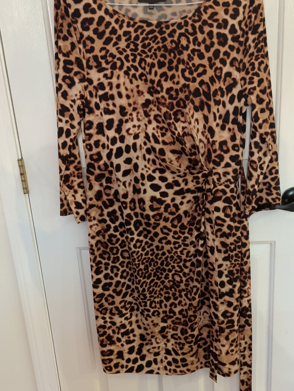 Jones New York Collection Leopard Print Midi Dress Brown & Black XL Like New